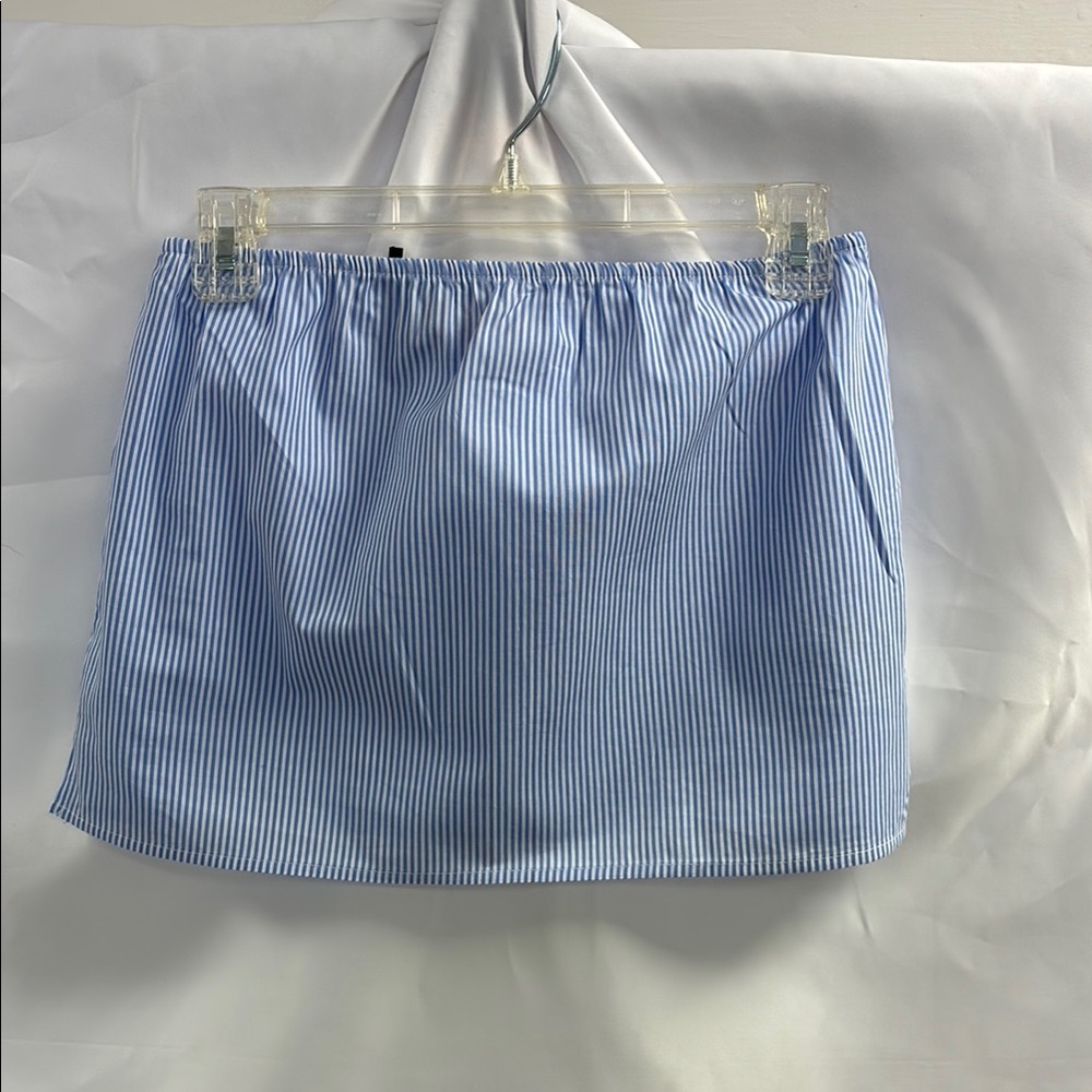 Edikted Blue Ribbed Mini Going Out Skirt Size Small
